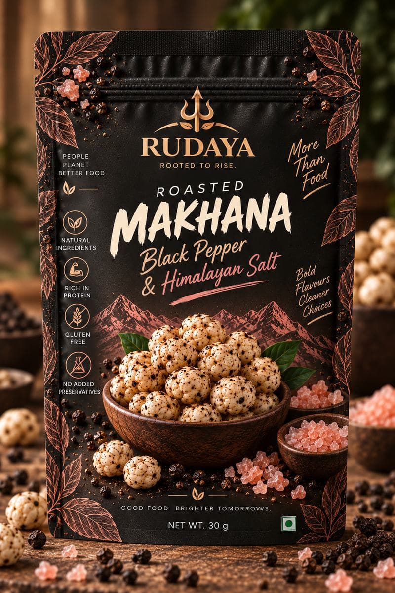 Roasted Makhana — Black Pepper & Himalayan Salt